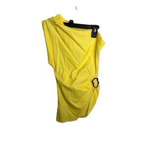 Commense Yellow One Shoulder Buckle Detail Party Top Size‎ S